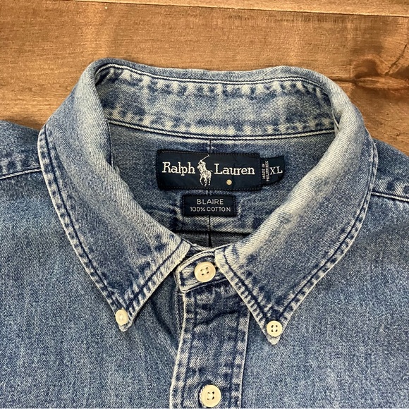 Vintage Polo Ralph Lauren Mens Size XL Blake Denim Long Sleeve Button Down Shirt - Picture 4 of 14